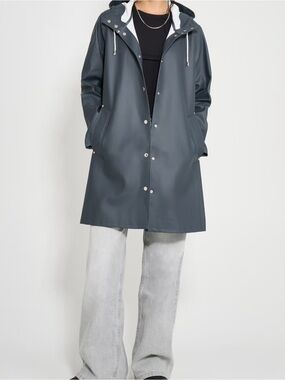 Stutterheim Mosebacke Original A-Line Raincoat, Charcoal, XS, NWOT